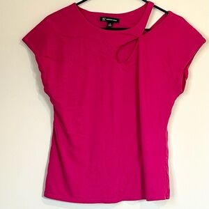 INC International Concepts Fuchsia Top with Asymmetric Cutout Neckline - Medium